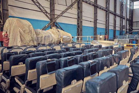 Blue Landing Places Standing In The Aircraft Plant