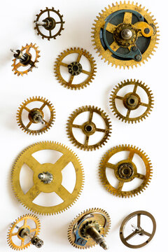 Clock gears on white