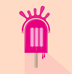 Pink Vector Ice lolly with drips