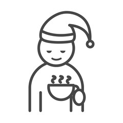 insomnia, sleepless with coffee cup character linear icon style