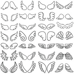 Angel wings icon vector set. fly illustration sign collection. pilot symbol.