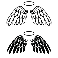 Angel wings icon vector set. fly illustration sign collection. pilot symbol.