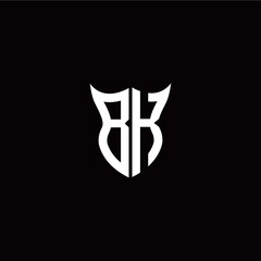Initial B K letter with unique shield style logo template vector