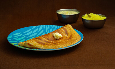 Indian special dosa with butter for healthy homemade breakfast