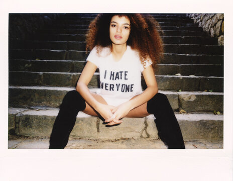 Polaroid of young Afro-American woman
