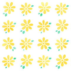 花のパターンイラスト　黄色
