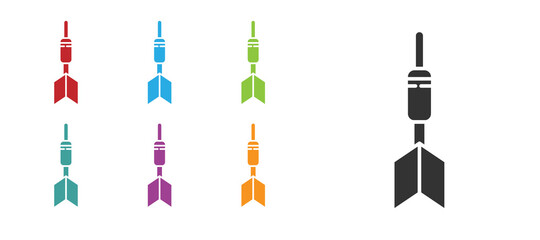 Black Dart arrow icon isolated on white background. Set icons colorful. Vector Illustration.