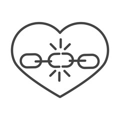 international human rights day, broken chain in heart hope design line icon style