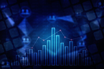 2d rendering Stock market online business concept. business Graph 