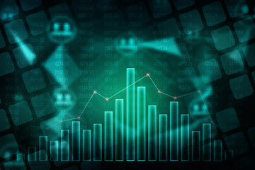 2d rendering Stock market online business concept. business Graph 