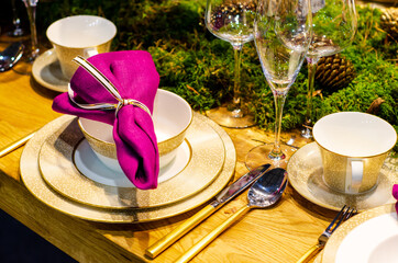Christmas holidays table setting concept