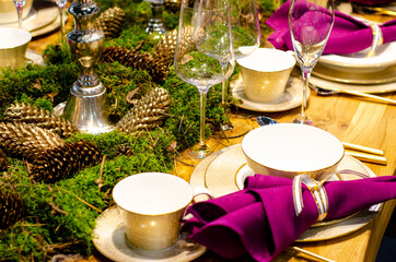 Christmas holidays table setting concept