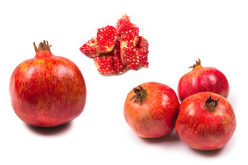 Sweet pomegranate isolated on white background.