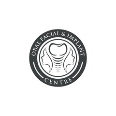 Simple and elegant Oral, Face and implant logo design. using the form of dental implants and silhouettes of two beautiful women's faces