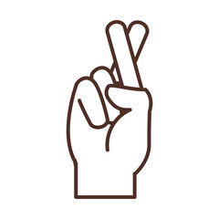 sign language hand gesture indicating r letter, line icon
