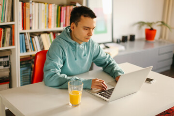 Man working at his beautiful home office, horizontal