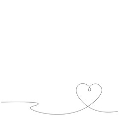 Heart background love design, line drawing. Vector illustration