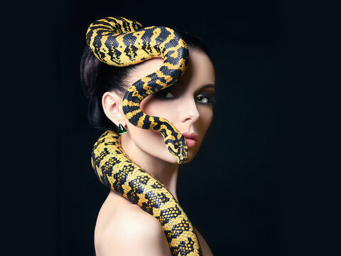 Beautiful Woman With Snake