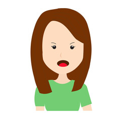 Doodle Woman Cartoon Potrait Avatar Angry Illustration Vector