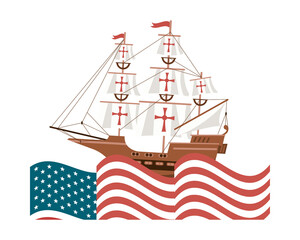 caravel ship sailboat in usa flag