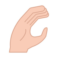 sign language hand gesture indicating c letter, line and fill icon