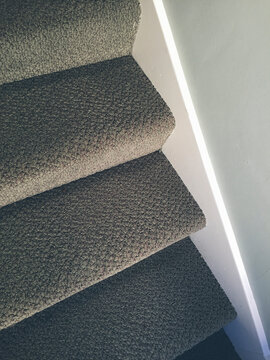 Close up carpeted stairs
