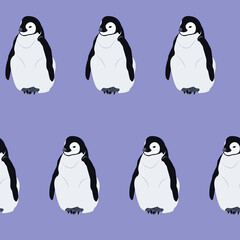 Seamless winter vector illustration with penguins