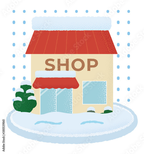 大雪の被害に遭うショップのベクターイラスト Poster Icim
