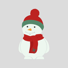 Vector illustration of a cute snowman