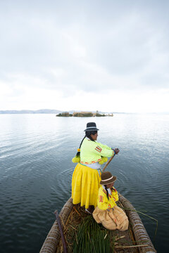 Floating Islands of Lake Titicaca. Peru