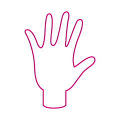 breast cancer awareness month, pink hand showing fingers, healthcare concept line icon
