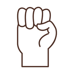 sign language hand gesture indicating e letter, line icon