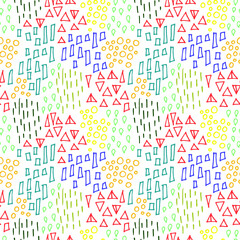 Bright hand drawn abstract seamless pattern. Vector doodling collection. Scribble illustration