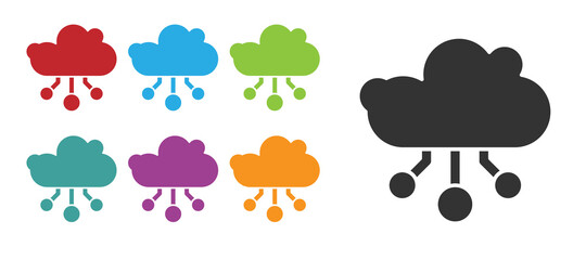 Black Internet of things icon isolated on white background. Cloud computing design concept. Digital network connection. Set icons colorful. Vector.