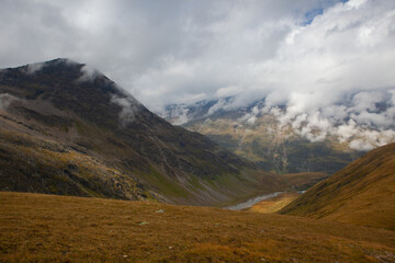 Dramatic landscape in high mountains in Obergurgl, Austria.