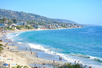 Oceanview of Laguna beach and coastline in Orange County, Southern California 