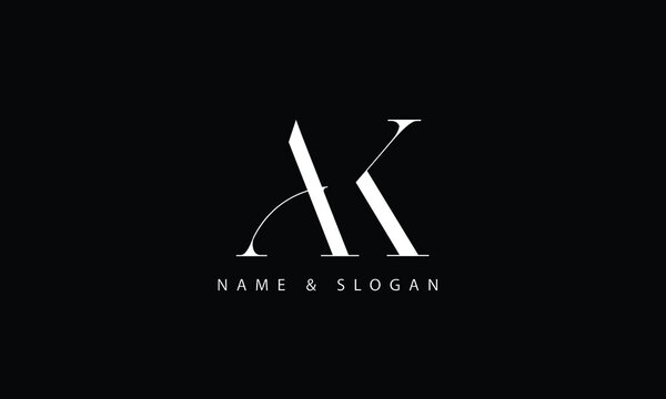 AK, KA, A, K abstract letters logo monogram
