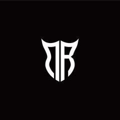 Initial D R letter with unique shield style logo template vector