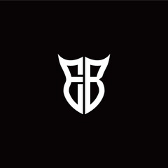 Initial E B letter with unique shield style logo template vector