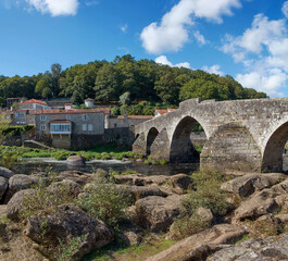 Fototapeta na wymiar Ponte Maceira in the Way of St. James. This small village is in the the path from Santiago de Compostela to Finisterre and Muxia.