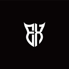Initial E X letter with unique shield style logo template vector