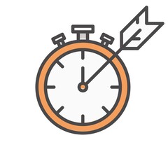 Clock timer with arrow vector icon for computer and mobile phone apps