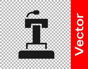 Fototapeta premium Black Stage stand or debate podium rostrum icon isolated on transparent background. Conference speech tribune. Vector.