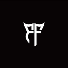 Obraz premium Initial F F letter with unique shield style logo template vector