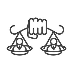 international human rights day, hand holding balance equility people line icon style