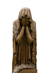 Statue of a young angel isolated on white