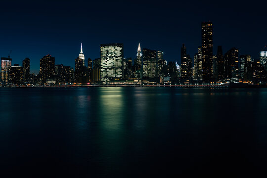 Midtown Manhattan skyline at night. New York City.