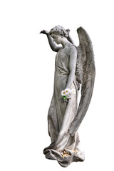 Statue of a young angel isolated on white