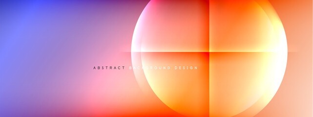 Vector abstract background - circle and cross on fluid gradient with shadows and light effects. Techno or business shiny design templates for text