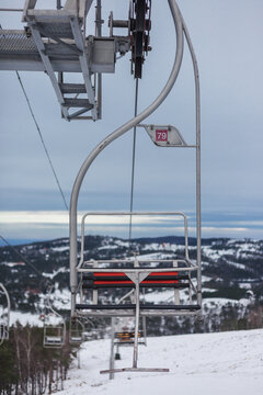 Old ski lift during the winter